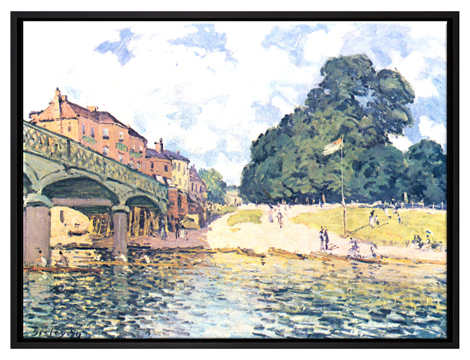 Alfred Sisley - Bridge At Hampton Court  auf Leinwandbild gerahmt Größe 80x60