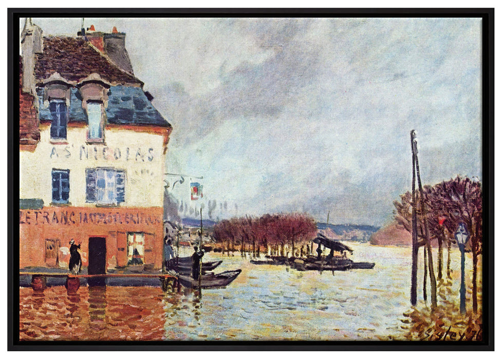 Alfred Sisley - Flood at Pont-Marley   auf Leinwandbild gerahmt Größe 100x70