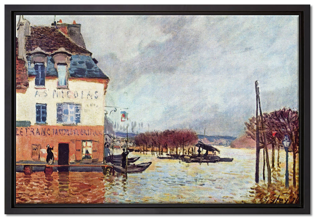 Alfred Sisley - Flood at Pont-Marley    auf Leinwandbild gerahmt Größe 60x40