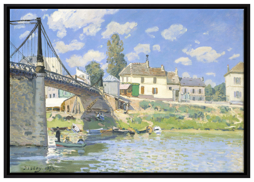 Alfred Sisley - Bridge at Villeneuve-la-Garenne auf Leinwandbild gerahmt Größe 100x70