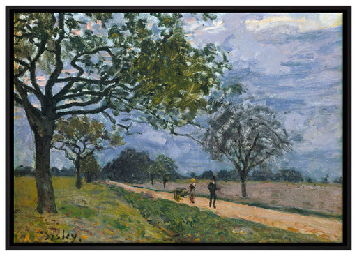 Alfred Sisley - The Road from Versailles to Louvecienne auf Leinwandbild gerahmt Größe 100x70