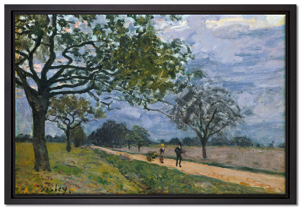 Alfred Sisley - The Road from Versailles to Louvecienne  auf Leinwandbild gerahmt Größe 60x40