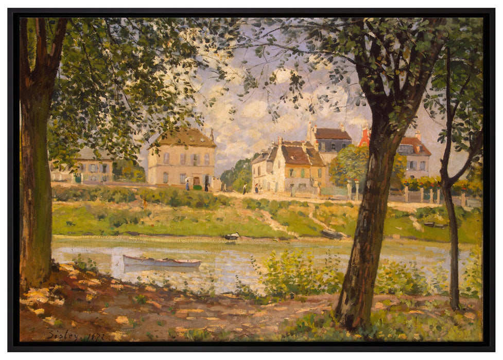 Alfred Sisley - Village On The Banks Of The Seine Ville auf Leinwandbild gerahmt Größe 100x70