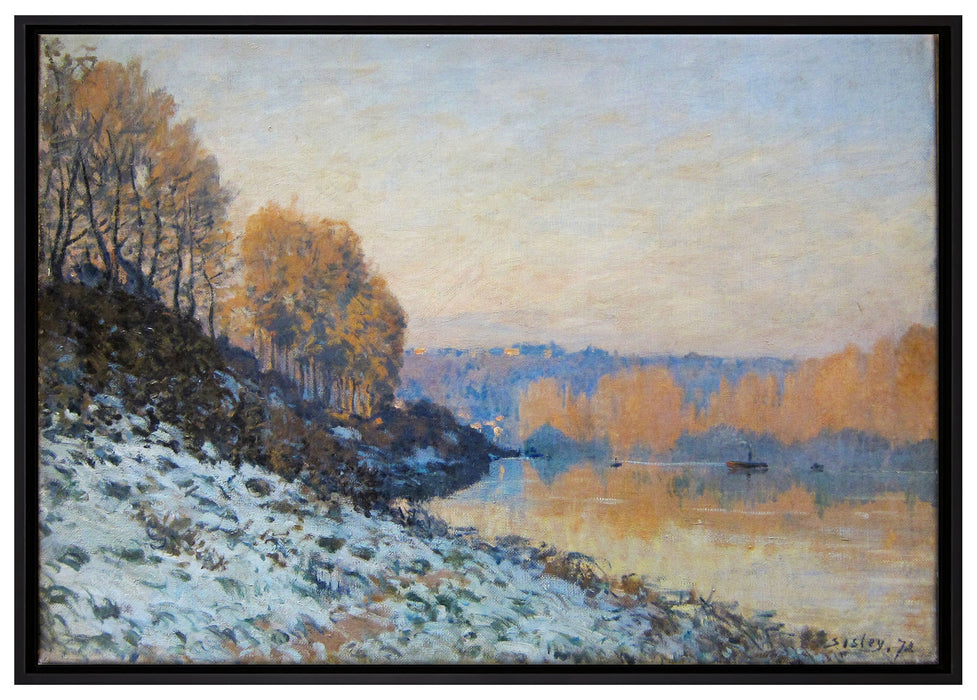 Alfred Sisley - Port Marly White Frost  auf Leinwandbild gerahmt Größe 100x70