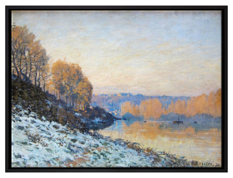 Alfred Sisley - Port Marly White Frost   auf Leinwandbild gerahmt Größe 80x60