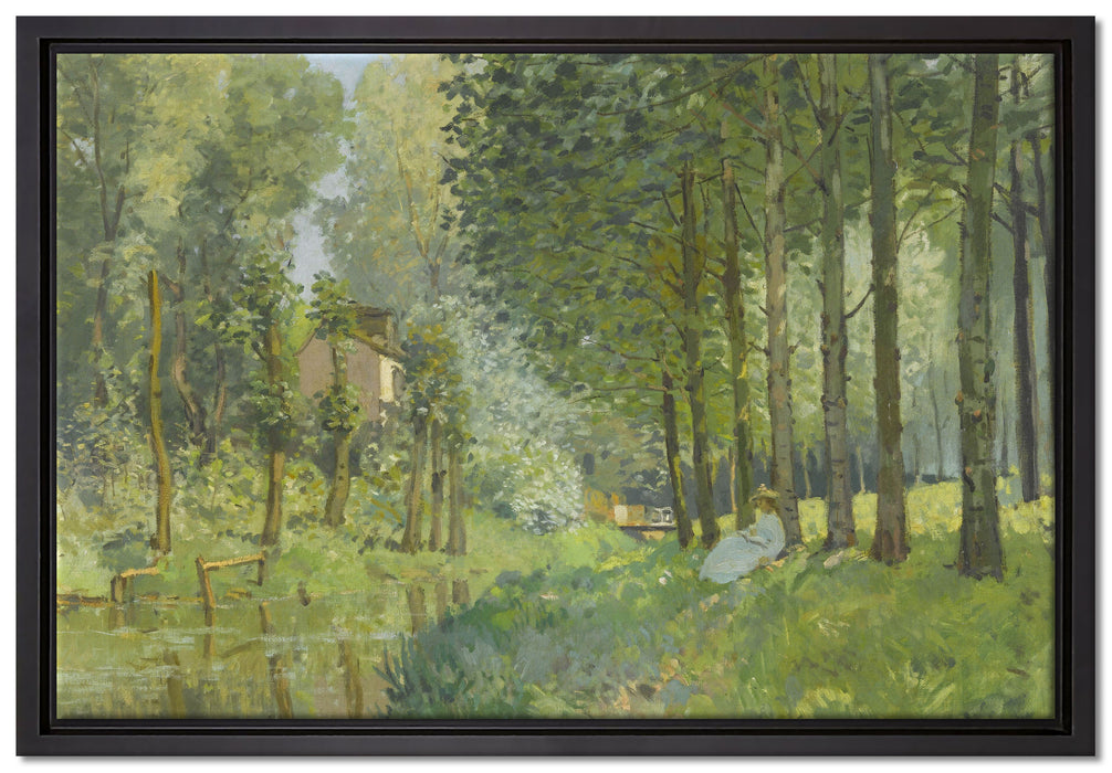 Alfred Sisley - Rest Along the Sream Edge of the Wood   auf Leinwandbild gerahmt Größe 60x40