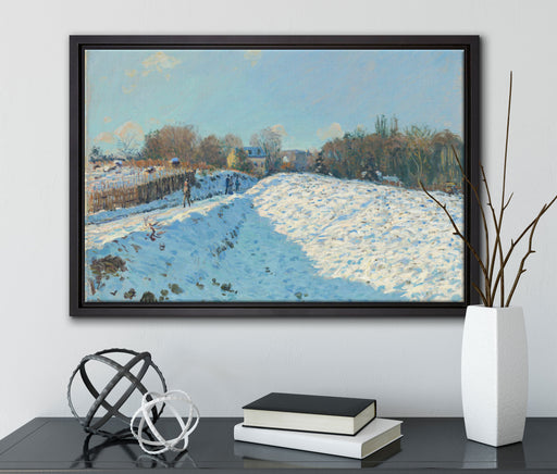 Alfred Sisley - Snow Effect at Louveciennes  auf Leinwandbild gerahmt mit Kirschblüten