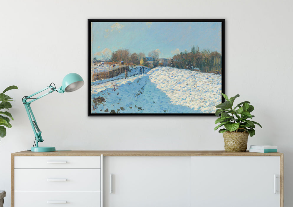 Alfred Sisley - Snow Effect at Louveciennes  auf Leinwandbild gerahmt verschiedene Größen im Wohnzimmer