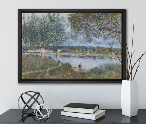 Alfred Sisley - By Way of the Old Ferry  auf Leinwandbild gerahmt mit Kirschblüten