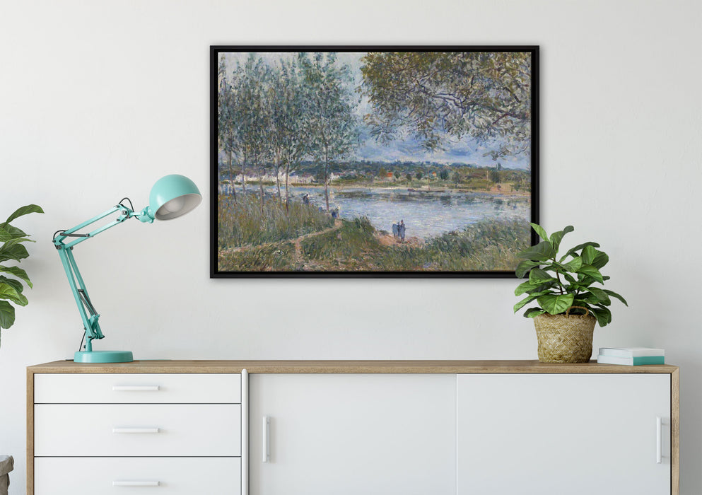 Alfred Sisley - By Way of the Old Ferry  auf Leinwandbild gerahmt verschiedene Größen im Wohnzimmer