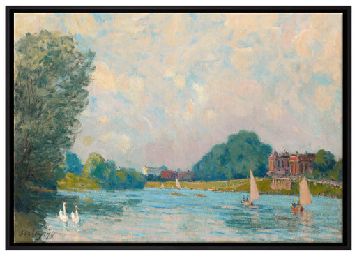 Alfred Sisley - Thames at Hampton Court  auf Leinwandbild gerahmt Größe 100x70