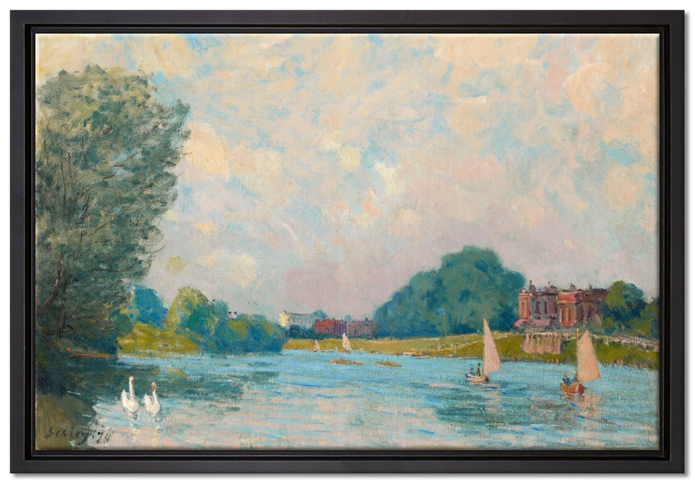 Alfred Sisley - Thames at Hampton Court   auf Leinwandbild gerahmt Größe 60x40