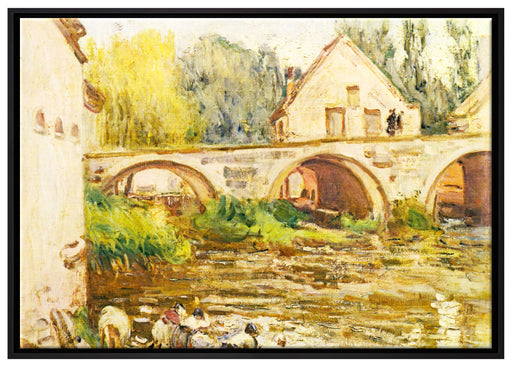 Alfred Sisley - The Washerwomen of Moret  auf Leinwandbild gerahmt Größe 100x70