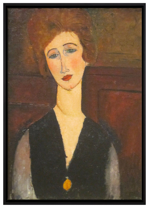 Amedeo Modigliani - Portrait einer Frau auf Leinwandbild gerahmt Größe 100x70