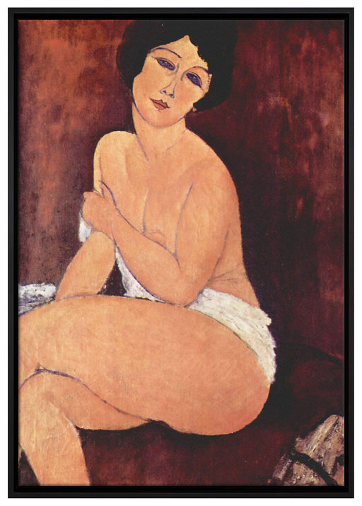 Amedeo Modigliani - Sitzende Nackte auf Divan auf Leinwandbild gerahmt Größe 100x70