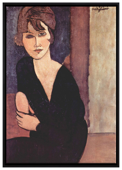 Amedeo Modigliani - Sitzende Frau  auf Leinwandbild gerahmt Größe 100x70