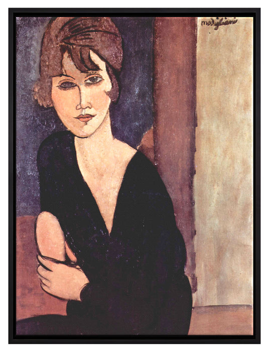 Amedeo Modigliani - Sitzende Frau   auf Leinwandbild gerahmt Größe 80x60