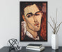 Amedeo Modigliani - Portrait von Celso Lagar auf Leinwandbild gerahmt mit Kirschblüten