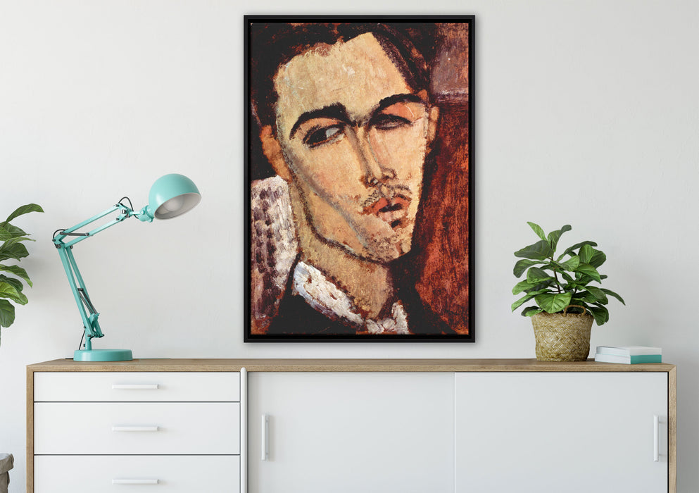 Amedeo Modigliani - Portrait von Celso Lagar auf Leinwandbild gerahmt verschiedene Größen im Wohnzimmer