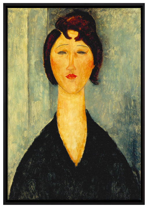 Amedeo Modigliani - Portrait einer jungen Frau  auf Leinwandbild gerahmt Größe 100x70