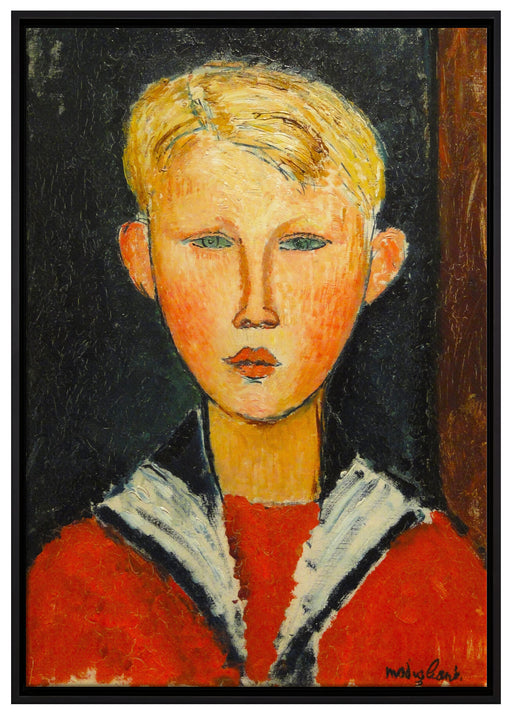 Amedeo Modigliani - Der Junge mit den blauen Augen  auf Leinwandbild gerahmt Größe 100x70