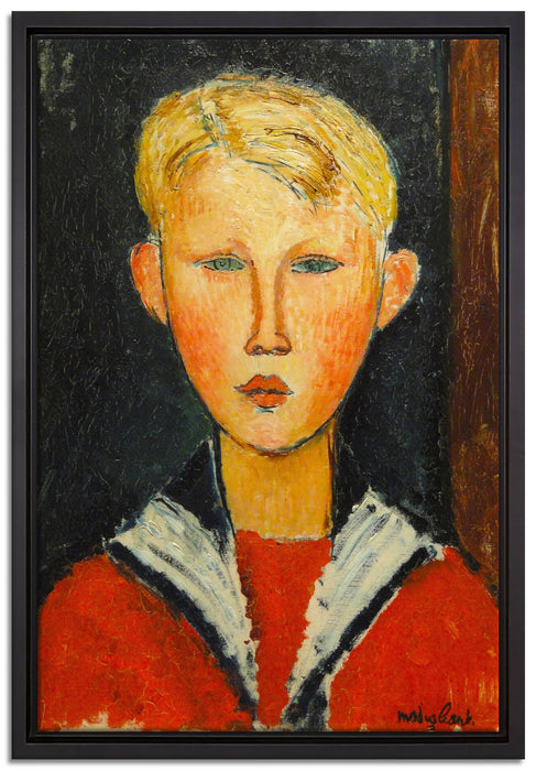 Amedeo Modigliani - Der Junge mit den blauen Augen   auf Leinwandbild gerahmt Größe 60x40