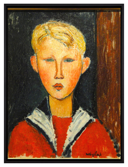 Amedeo Modigliani - Der Junge mit den blauen Augen   auf Leinwandbild gerahmt Größe 80x60
