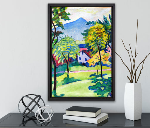 August Macke - Tegernsee Landschaft Anagoria auf Leinwandbild gerahmt mit Kirschblüten