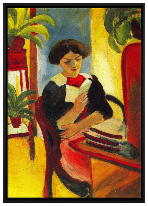 August Macke - Abstrakt Elizabeth Reading auf Leinwandbild gerahmt Größe 100x70