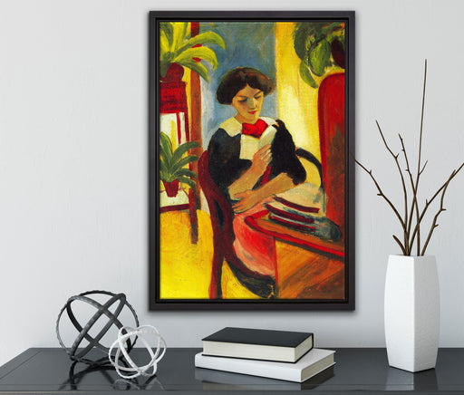 August Macke - Abstrakt Elizabeth Reading auf Leinwandbild gerahmt mit Kirschblüten