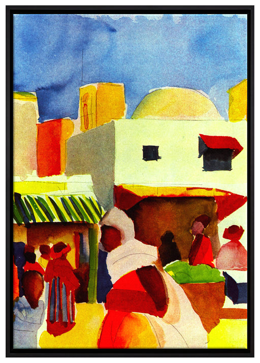August Macke - Markt in Tunis  auf Leinwandbild gerahmt Größe 100x70