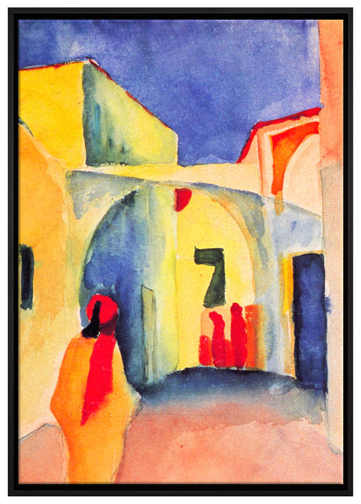 August Macke - Blick auf eine Allee in Tunis  auf Leinwandbild gerahmt Größe 100x70