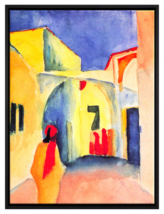 August Macke - Blick auf eine Allee in Tunis   auf Leinwandbild gerahmt Größe 80x60