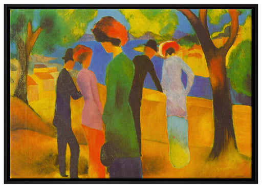 August Macke - Dame in grüner Jacke  auf Leinwandbild gerahmt Größe 100x70