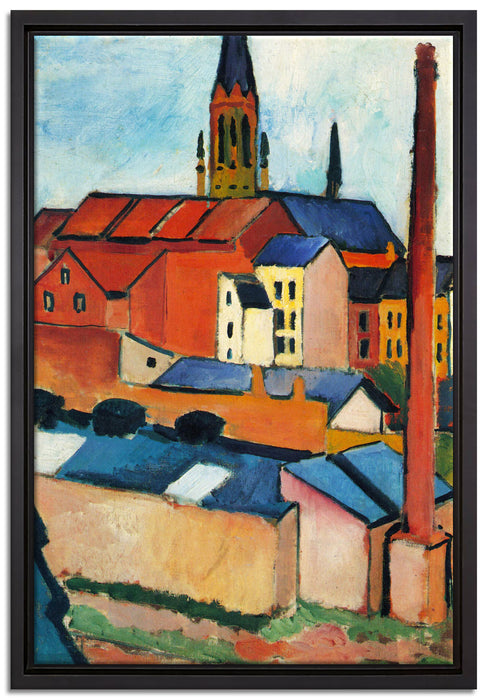 August Macke - Marienkirche mit Häusern und Schornstein  auf Leinwandbild gerahmt Größe 60x40