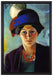 August Macke - Frau des Künstlers mit Hut  auf Leinwandbild gerahmt Größe 60x40