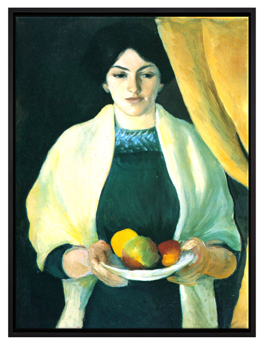 August Macke - Frau des Künstlers mit Äpfeln   auf Leinwandbild gerahmt Größe 80x60