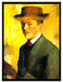 August Macke - Selbstportrait mit Hut   auf Leinwandbild gerahmt Größe 80x60