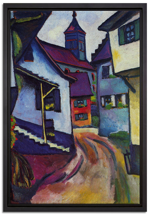 August Macke - Straße mit Kirche in Kandern  auf Leinwandbild gerahmt Größe 60x40