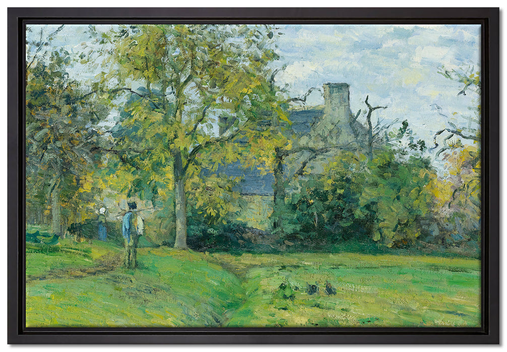 Camille Pissarro - LA MAISON DE PIETTE À MONTFOUCAULT   auf Leinwandbild gerahmt Größe 60x40