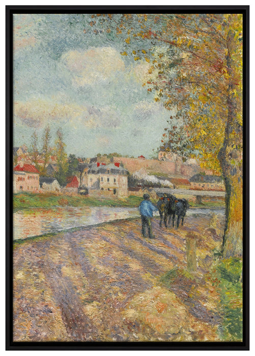 Camille Pissarro - CHEMIN DE LÉCLUSE SAINT-OUEN-L?AUM auf Leinwandbild gerahmt Größe 100x70