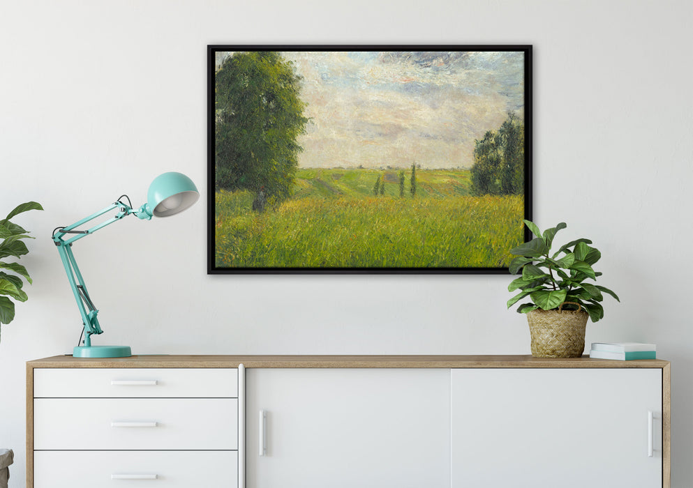 Camille Pissarro - SOLEIL COUCHANT PONTOISE  auf Leinwandbild gerahmt verschiedene Größen im Wohnzimmer