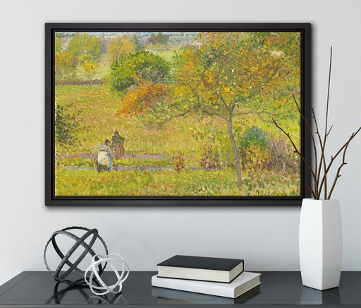 Camille Pissarro - AUTOMNE À ERAGNY  auf Leinwandbild gerahmt mit Kirschblüten