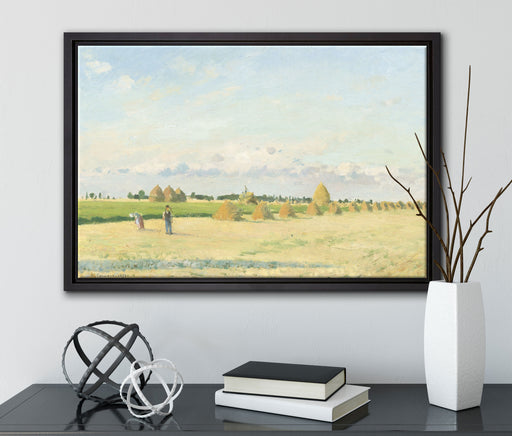 Camille Pissarro - Landscape with Wheat Field  auf Leinwandbild gerahmt mit Kirschblüten