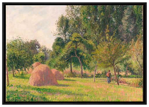 Camille Pissarro - Haystacks Morning Eragny  auf Leinwandbild gerahmt Größe 100x70