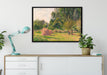 Camille Pissarro - Haystacks Morning Eragny  auf Leinwandbild gerahmt verschiedene Größen im Wohnzimmer