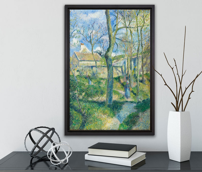 Camille Pissarro - The Path to Les Pouilleux Pontoise auf Leinwandbild gerahmt mit Kirschblüten