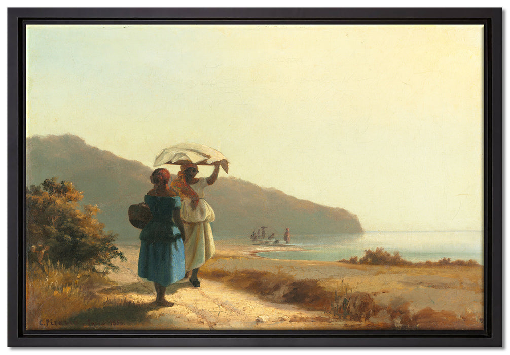 Camille Pissarro - Deux femmes causant au bord de la me  auf Leinwandbild gerahmt Größe 60x40