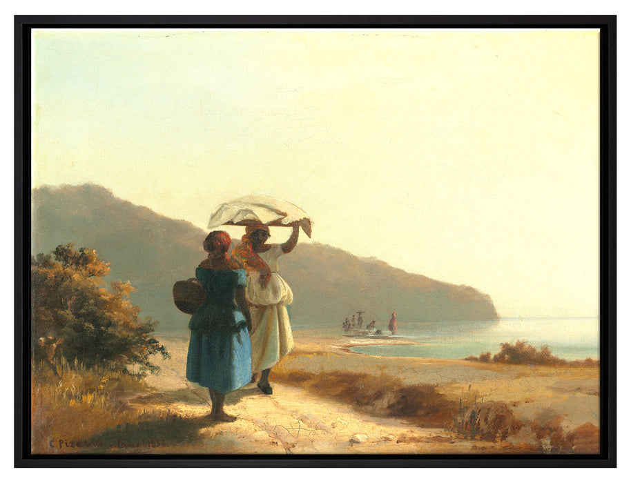 Camille Pissarro - Deux femmes causant au bord de la me  auf Leinwandbild gerahmt Größe 80x60