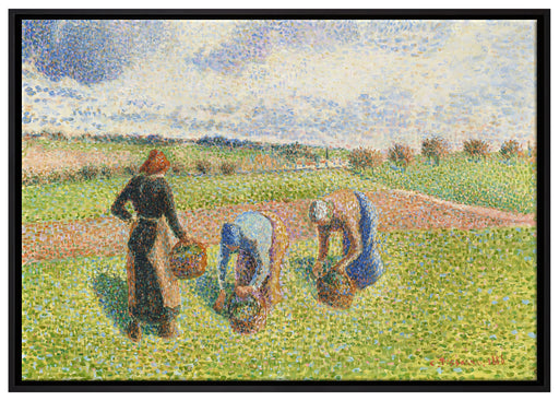 Camille Pissarro - PAYSANNES RAMASSANT DES HERBES ÉRAG auf Leinwandbild gerahmt Größe 100x70